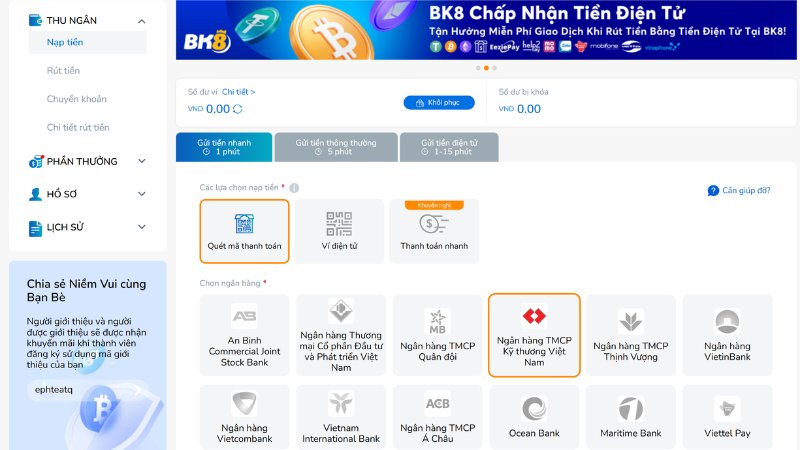 4 Cách Nạp Tiền BK8 An Toàn Và Hướng Dẫn Chi Tiết